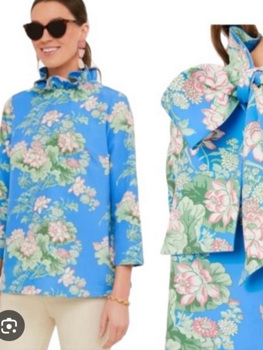 Tuckernuck Floral Bow-Back Blouse Floral